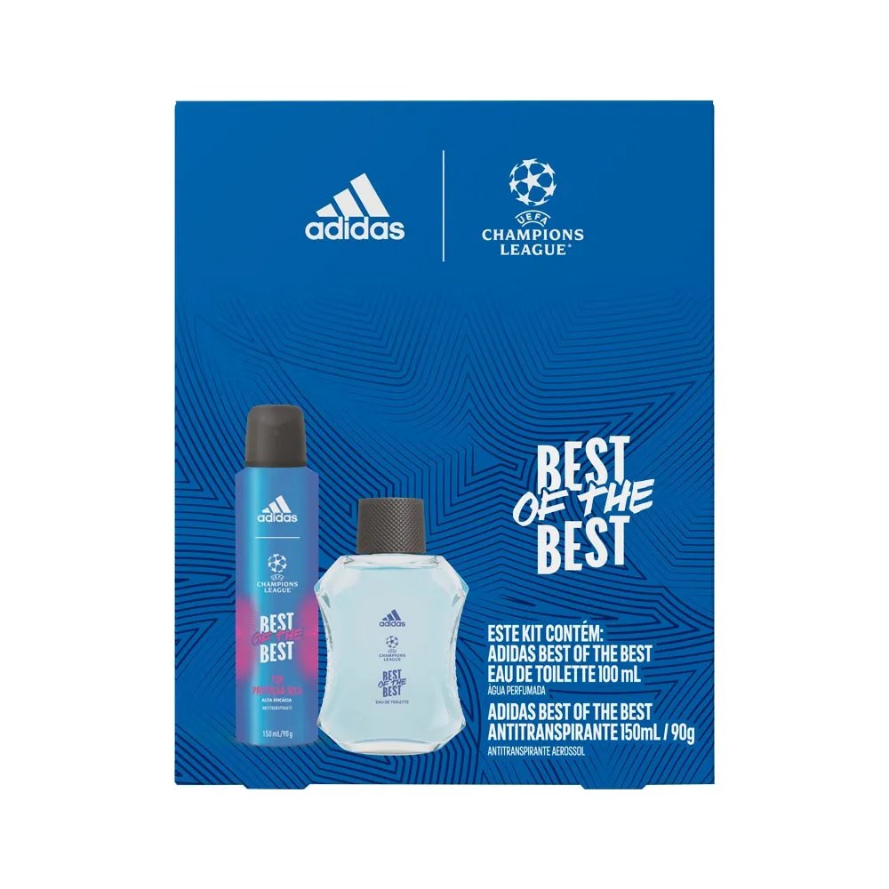 Kit Adidas Perfume Eau De Toilette Best Of The Best 100ml + Antitranspirante Best Of The Best 150ml — foto do produto em fundo branco