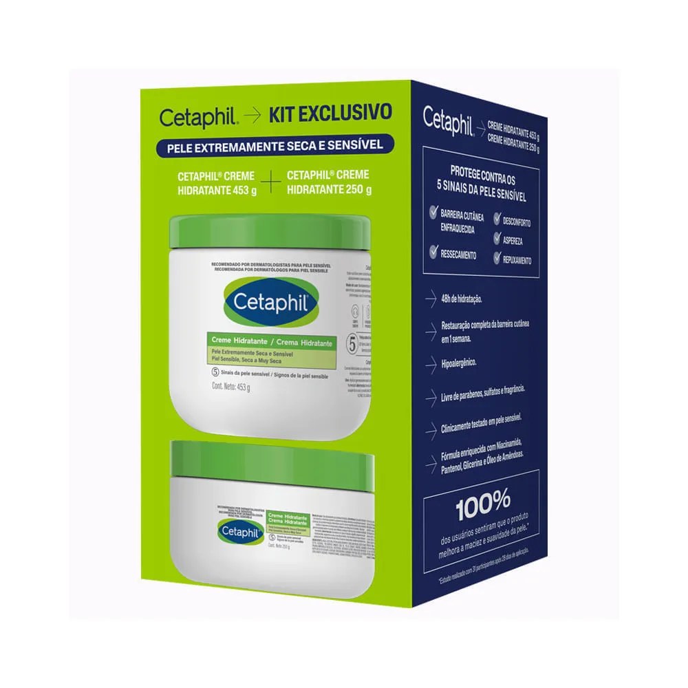 Kit Cetaphil Creme Hidratante Extra Seca/sensivel 453gr + 250gr — foto do produto em fundo branco