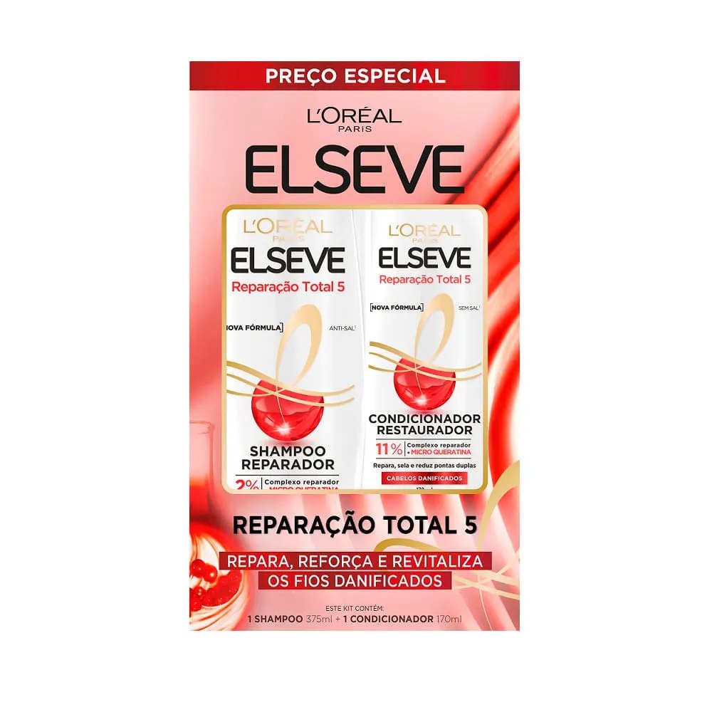 Kit Elseve Reparação Total 5 Shampoo 375ml + Condicionador 170ml — foto do produto em fundo branco