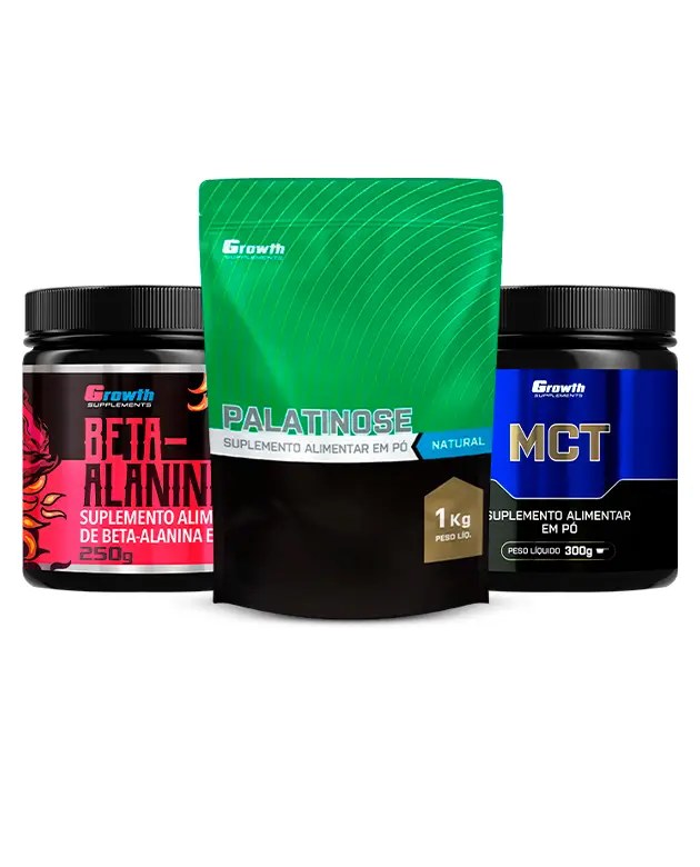 Kit Endurance: Beta-Alanina 250g, MCT 300g e Palatinose 1kg — foto do produto em fundo branco