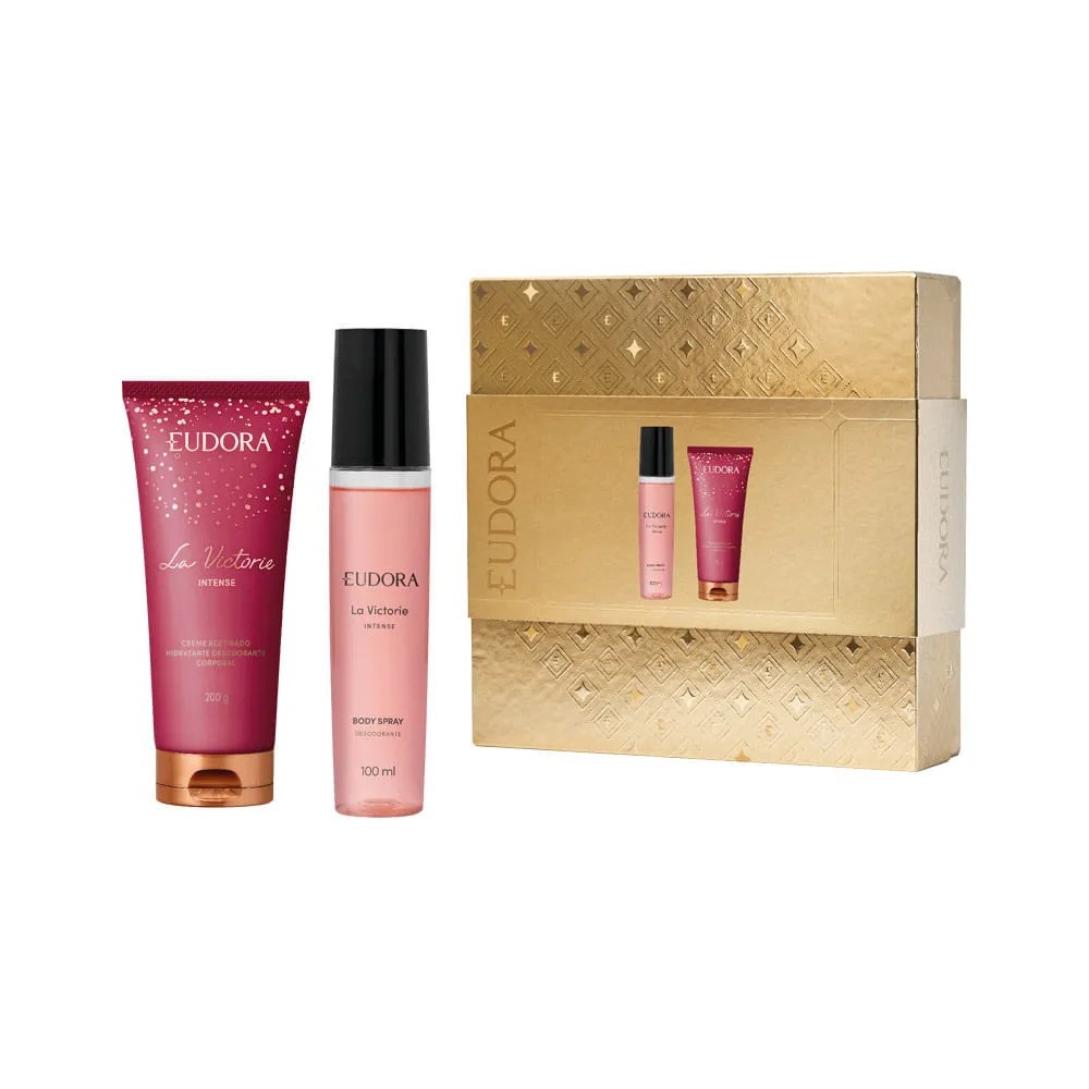 Kit Eudora Desodorante Body Spray La Victorie 100ml + Hidratante Corporal 200g — foto do produto em fundo branco