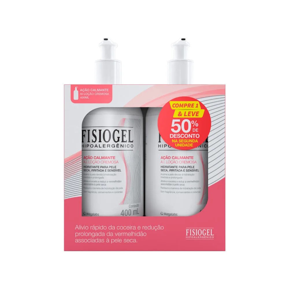 Kit Hidratante Fisiogel Ai 400ml Loção Cremosa Com 2 Unidades — foto do produto em fundo branco
