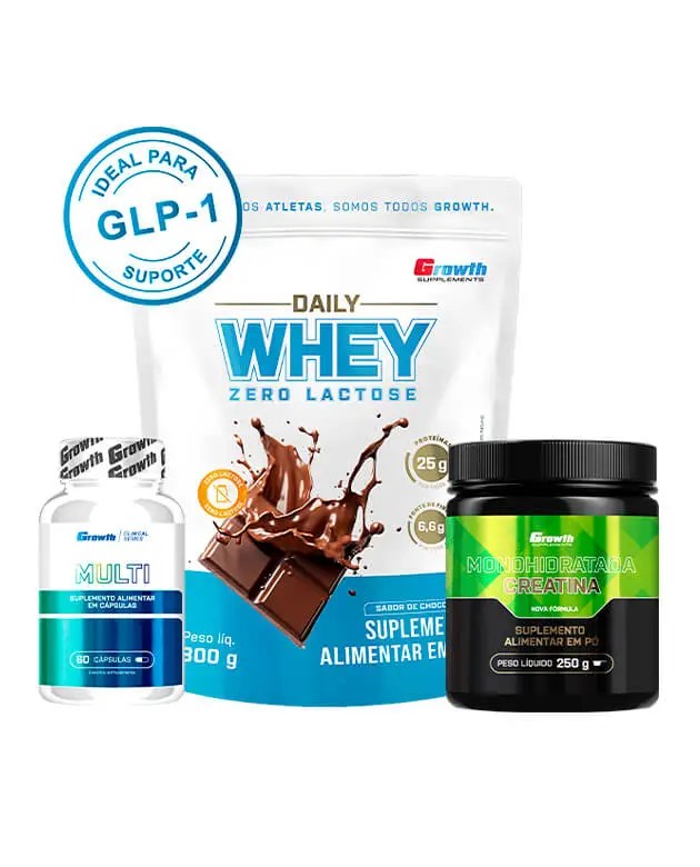 Kit Proteína Zero Lactose - Daily Whey Zero Lactose (800g) + Creatina Monohidratada (250g) + Multivitamínico (60caps) — foto do produto em fundo branco