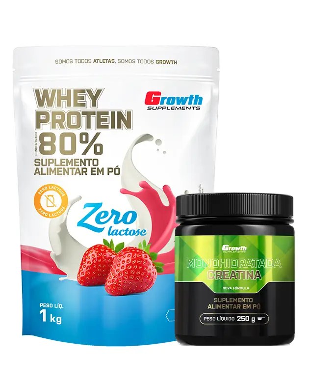 Kit Whey Protein Concentrado Zero + Creatina Monohidratada 250g — foto do produto em fundo branco