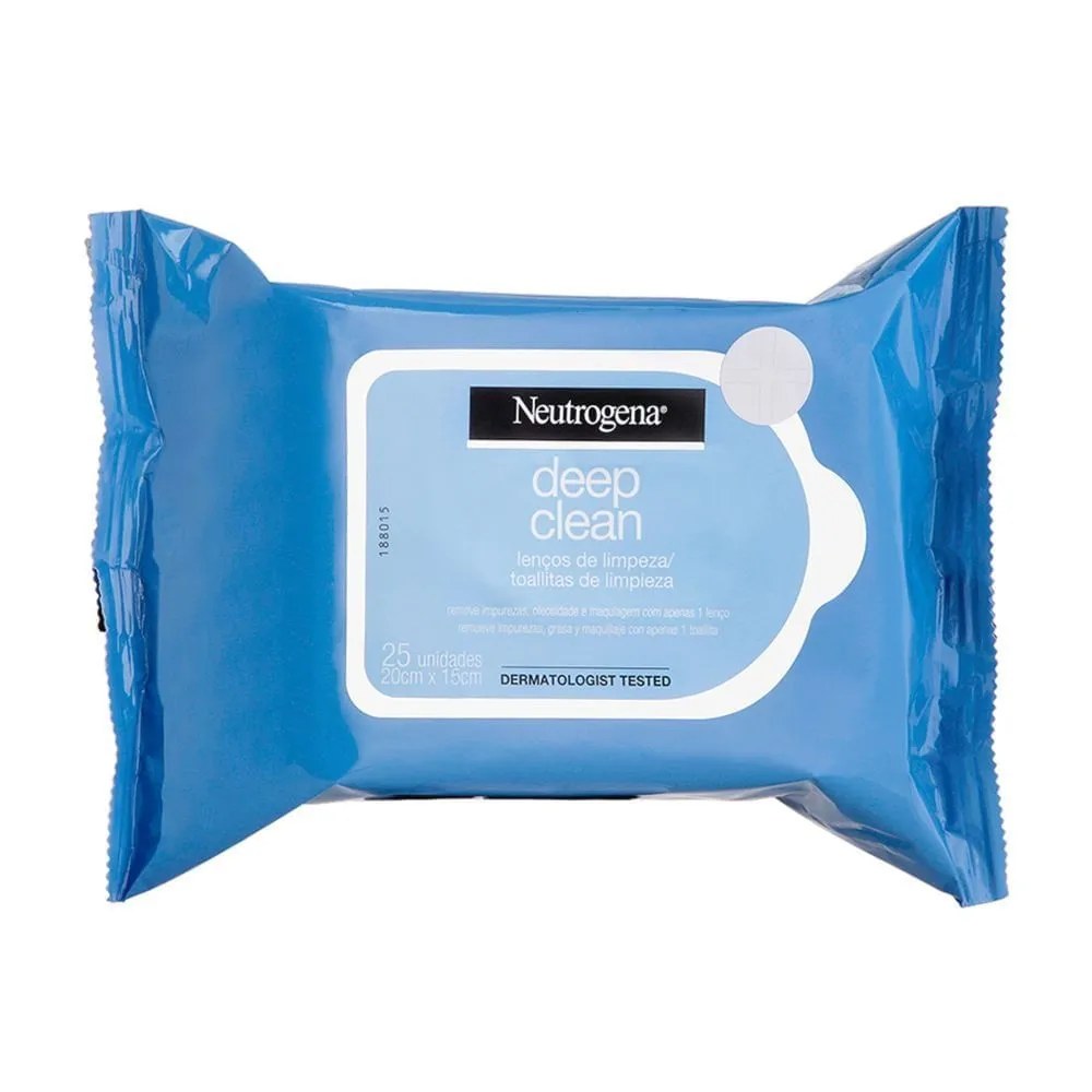 Lenço De Limpeza Demaquilante Neutrogena Deep Clean 25 Unidades — foto do produto em fundo branco