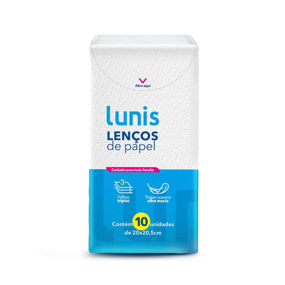 Lenco De Papel Lunis Com 10 Unidades — foto do produto em fundo branco