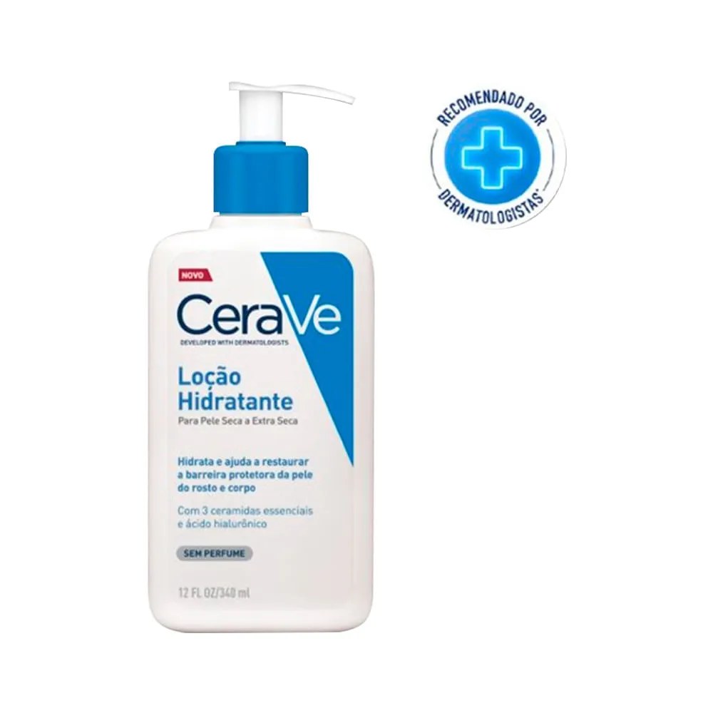 Loção Hidratante Corporal Cerave Pele Seca Ácido Hialurônico Ceramidas 340ml — foto do produto em fundo branco