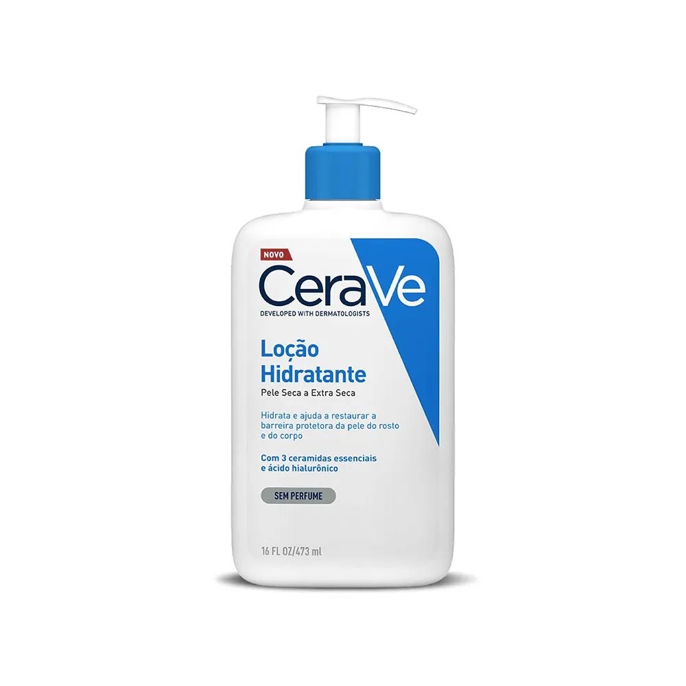 Loção Hidratante Corporal Cerave Pele Seca Ácido Hialurônico Ceramidas 473ml — foto do produto em fundo branco