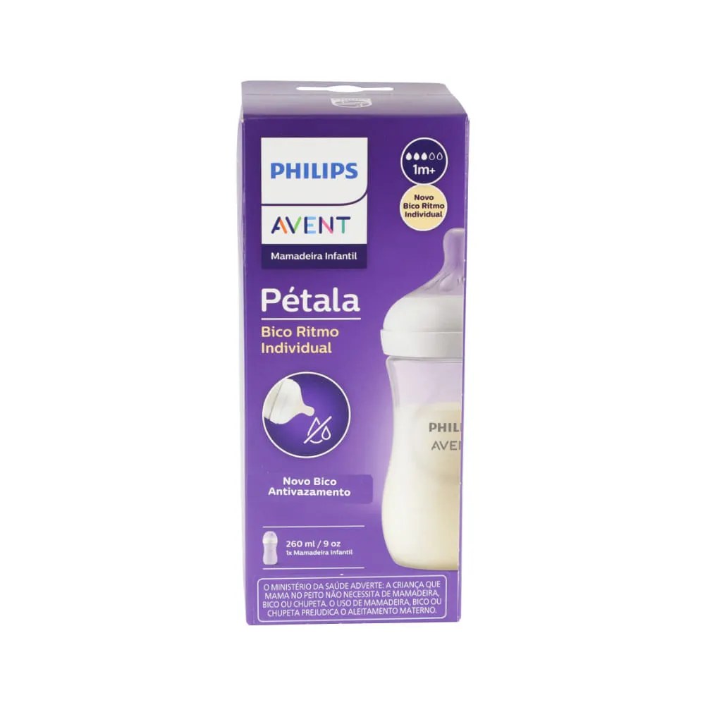 Mamadeira Avent Petala 260ml Transparente 1m+ — foto do produto em fundo branco