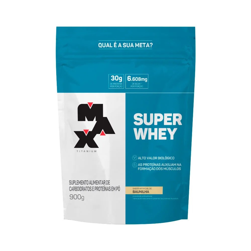 Max Super Whey 900gr Baunilha Refil — foto do produto em fundo branco