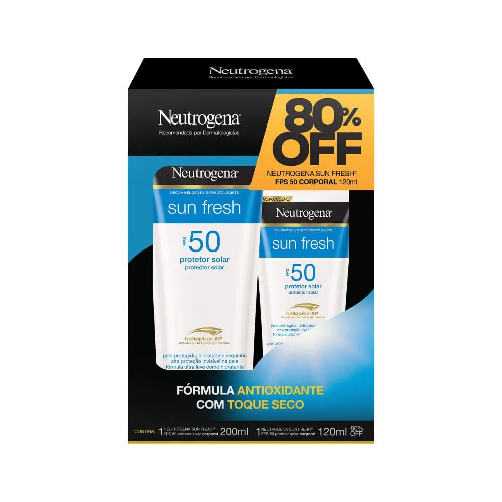 Neutrogena Sun Fresh Protetor Solar 200ml+120ml Fps50 Promocional — foto do produto em fundo branco