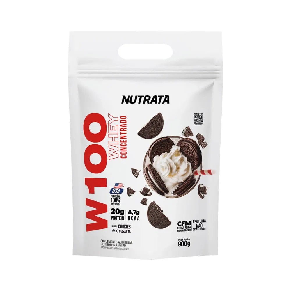 Nutrata W100 Whey 900gr Cookies E Cream — foto do produto em fundo branco