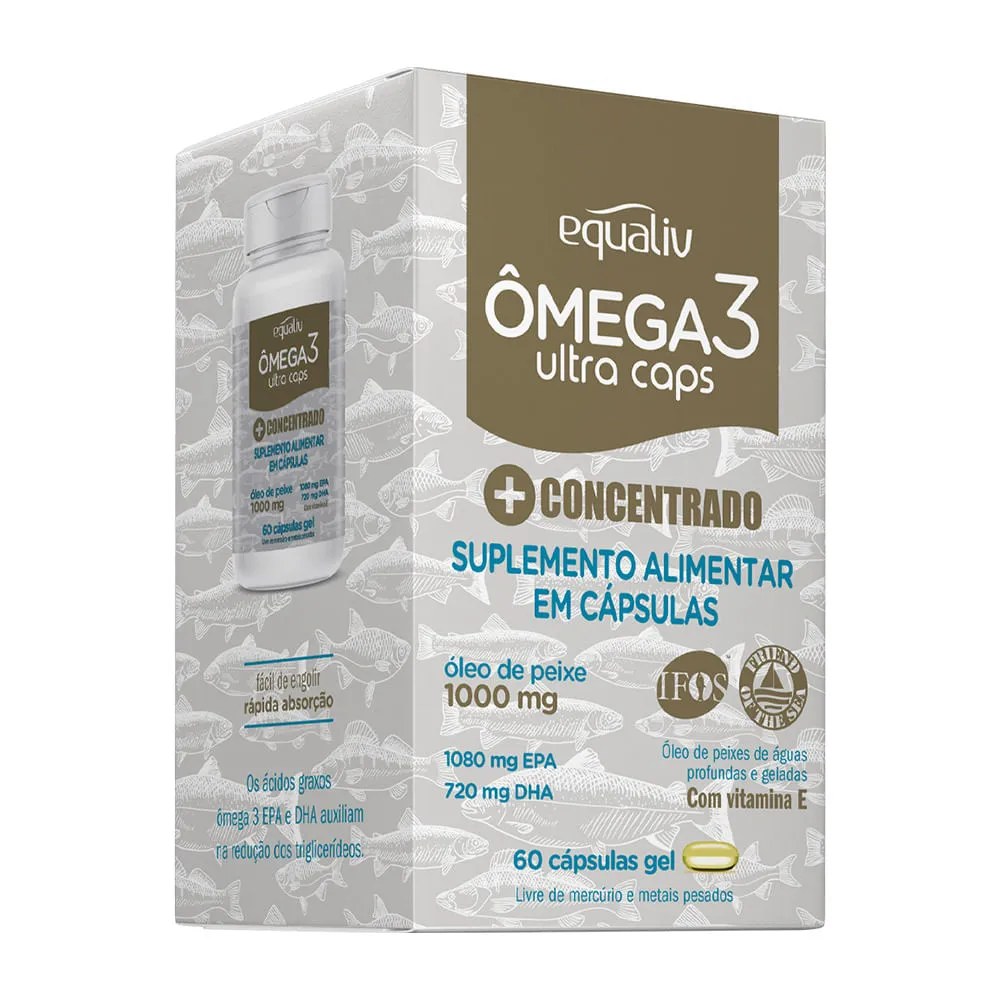 Omega 3 Ultra Caps Equaliv Com 60 Capsulas 1000mg — foto do produto em fundo branco