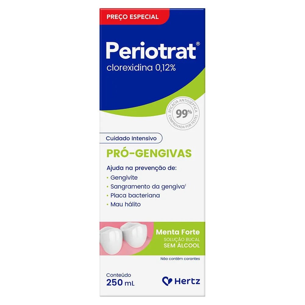 Periotrat Solução Bucal Sem Álcool Menta Forte Leve 250 Pague 200ml — foto do produto em fundo branco