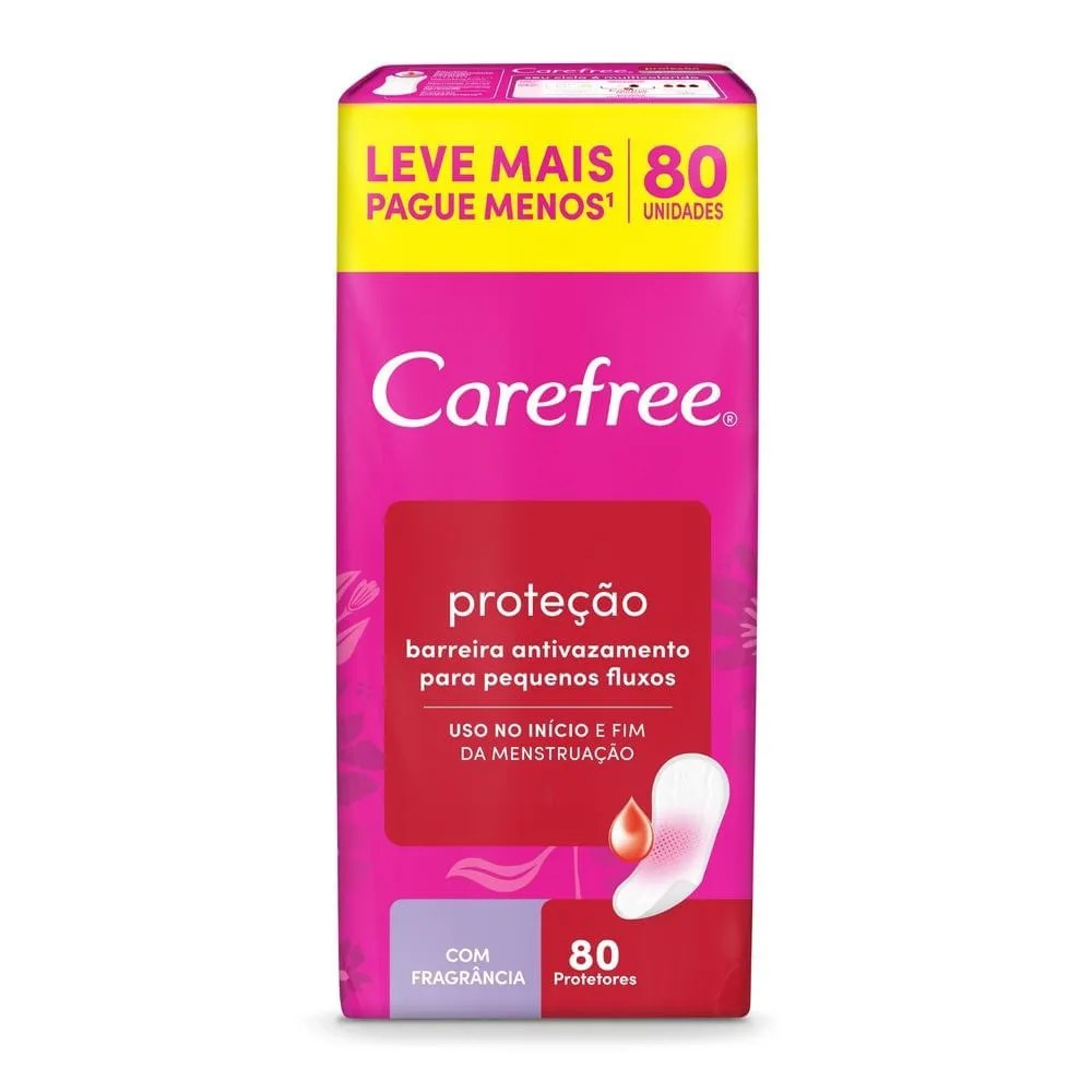 Protetor Diário Carefree Proteção Com Fragrância E Leve 80 Pague 60 Unidades — foto do produto em fundo branco