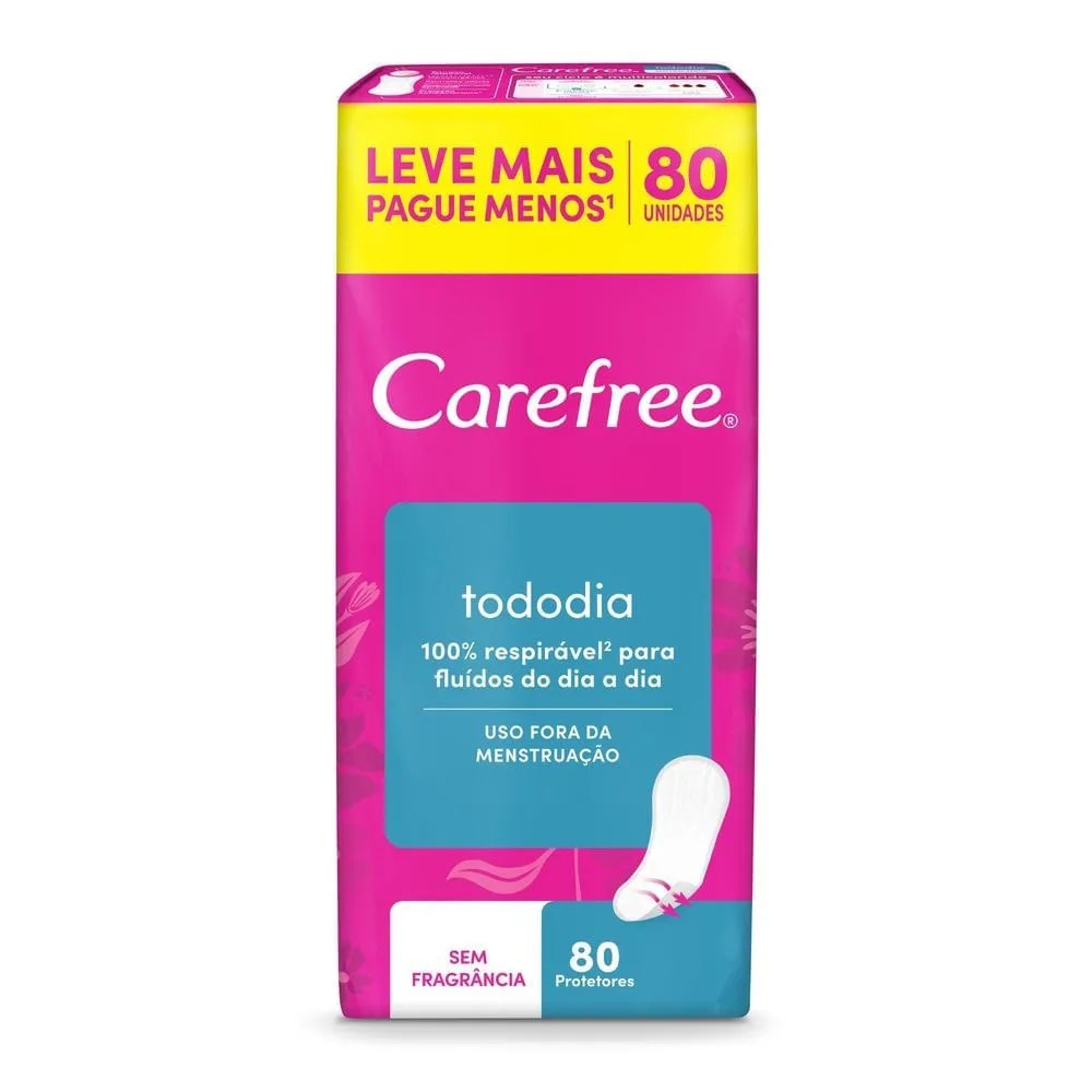 Protetor Diário Carefree Todo Dia Sem Perfume Leve 80 Pague 60 — foto do produto em fundo branco