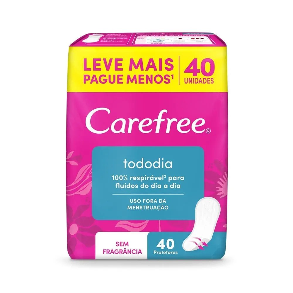 Protetor Diário Carefree Tododia Sem Fragrância 40 Unidades — foto do produto em fundo branco