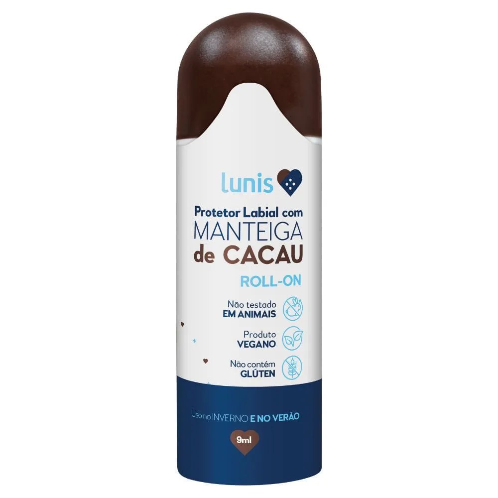 Protetor Labial Com Manteiga De Cacau Lunis Roll-on 9ml — foto do produto em fundo branco