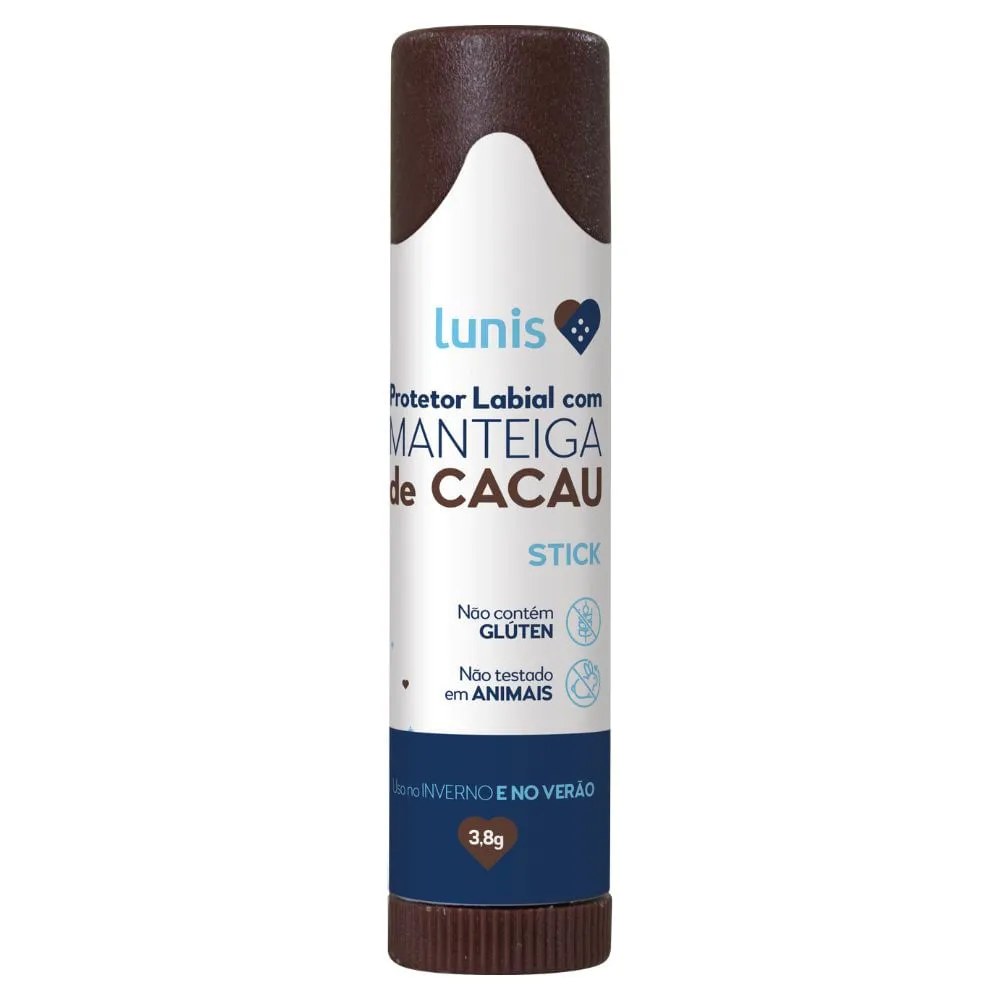 Protetor Labial Com Manteiga De Cacau Lunis Stick 3,8gr — foto do produto em fundo branco