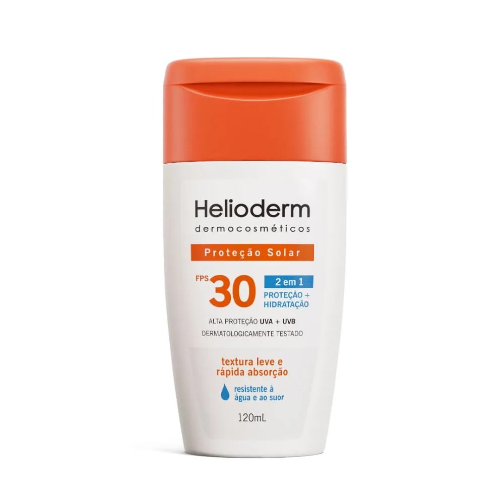 Protetor Solar Helioderm 2 Em 1 Fps30 120ml — foto do produto em fundo branco