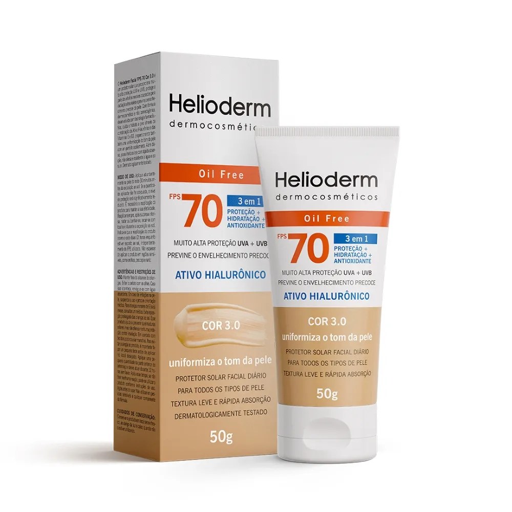 Protetor Solar Helioderm 50gr Fps70 Bege Medio — foto do produto em fundo branco