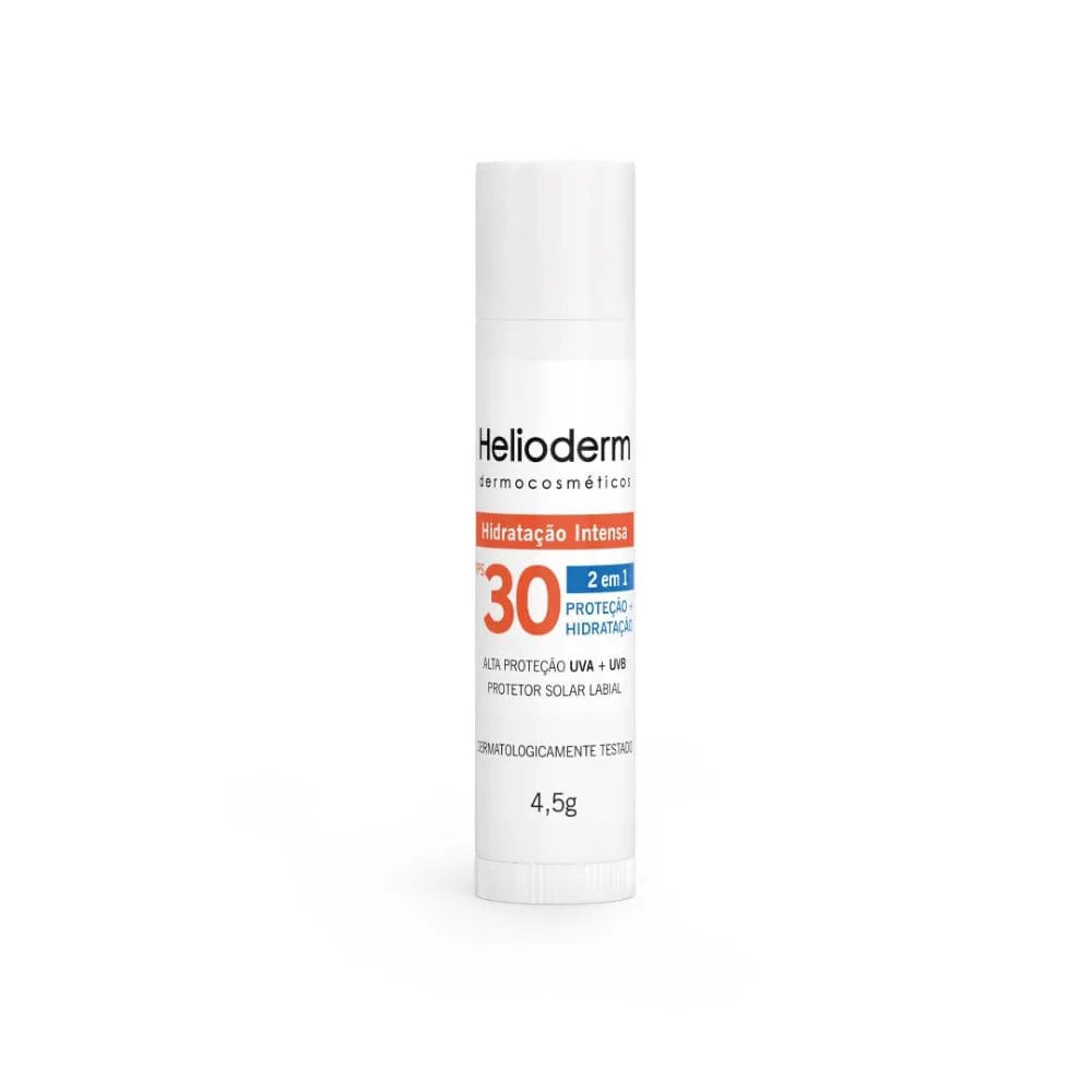 Protetor Solar Labial Helioderm 2 Em 1 Fps30 4,5g — foto do produto em fundo branco