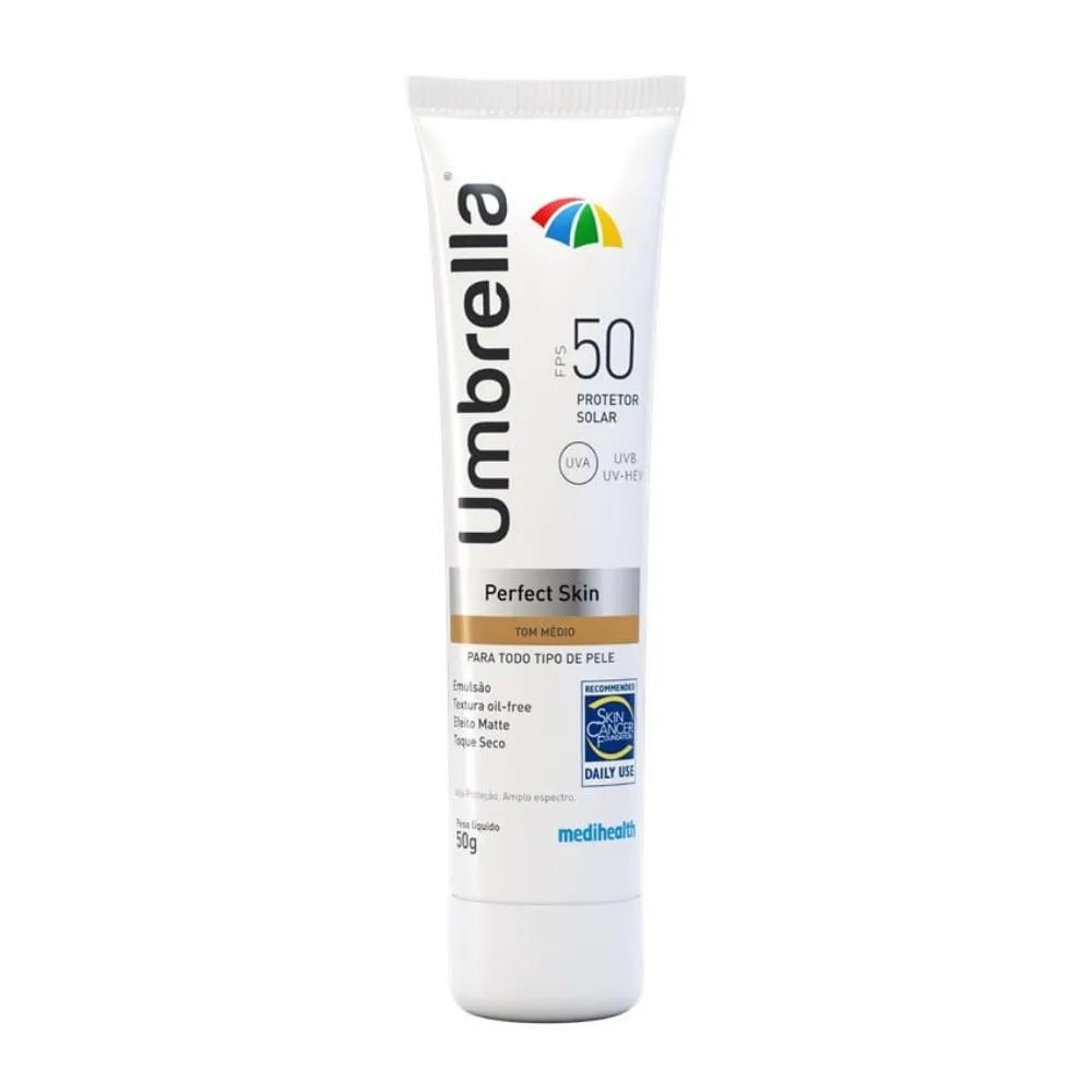 Protetor Solar Umbrella Perfect Skin Tom Médio Fps50 50g — foto do produto em fundo branco