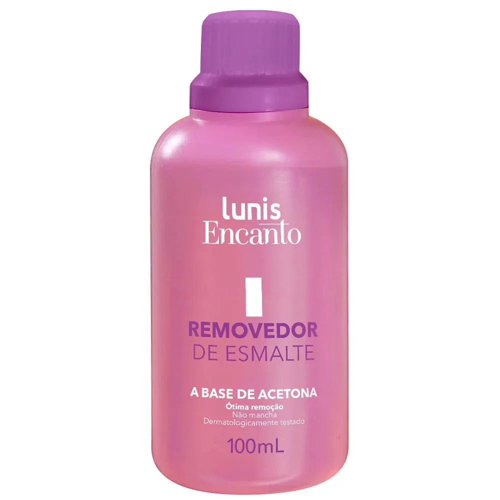 Removedor Esmalte Lunis Encanto 100ml Com Acetona — foto do produto em fundo branco