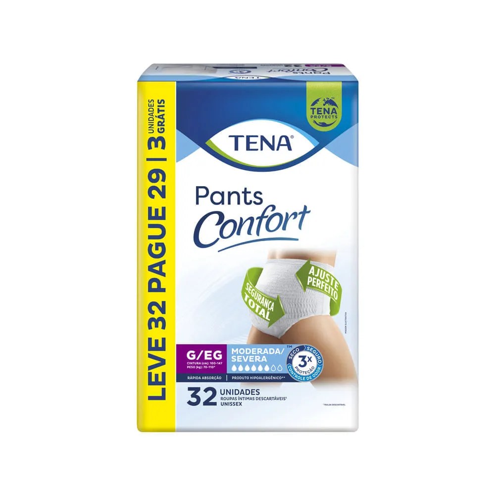 Roupa Intima Tena Pants Confort Tamanho G/eg Leve 32 Pague 29 Especial — foto do produto em fundo branco