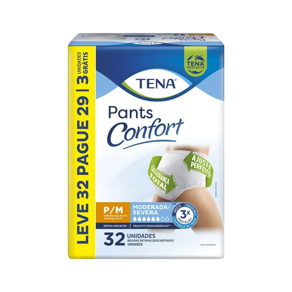 Roupa Intima Tena Pants Confort Tamanho P/m Leve 32 Pague 29 Especial — foto do produto em fundo branco