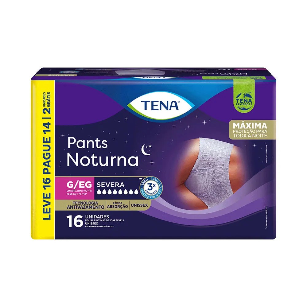 Roupa Íntima Tena Pants Noturna G/eg Leve 16 Pague 14 Unidades — foto do produto em fundo branco