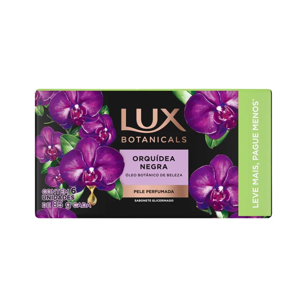 Sabonete Em Barra Lux Botanicals Orquidea Negra Com 6 Unidades De 85gr Cada Especial — foto do produto em fundo branco