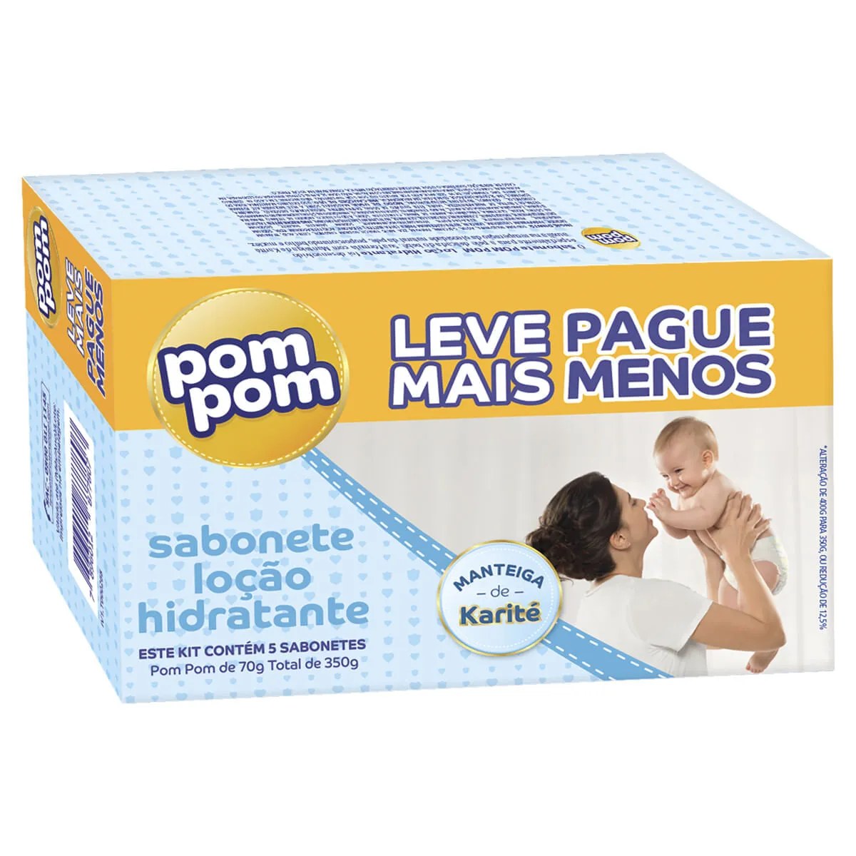 Sabonete Em Barra Pom Pom Manteiga De Karité 5 Unidades De 70g Cada — foto do produto em fundo branco
