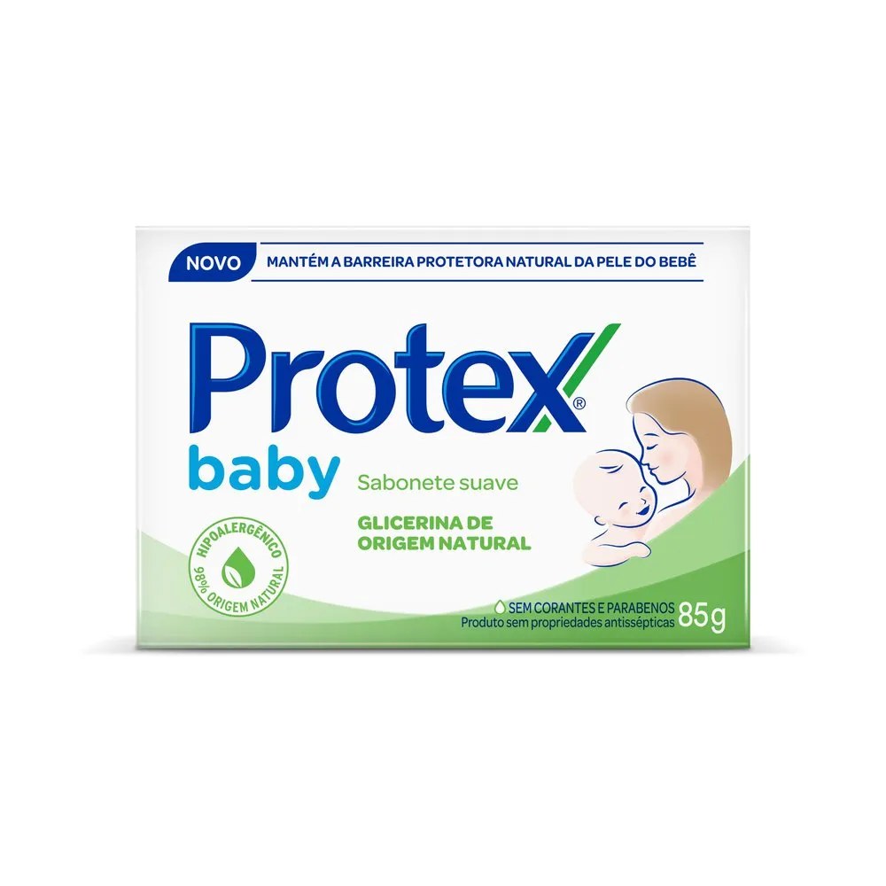 Sabonete Em Barra Protex Baby Glicerina Natural Suave 85g — foto do produto em fundo branco