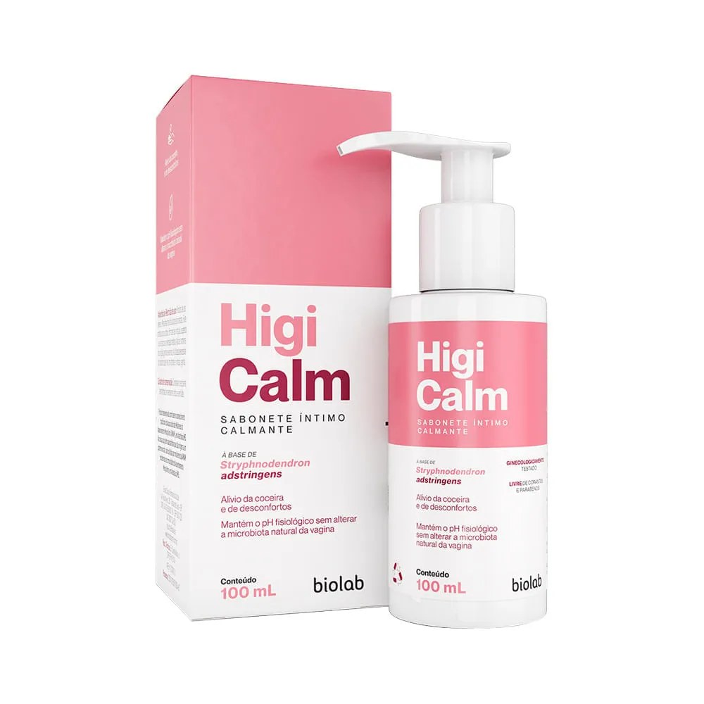 Sabonete Liquido Intimo Biolab Higicalm 100ml — foto do produto em fundo branco