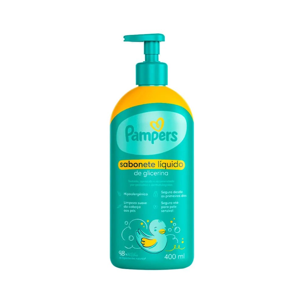Sabonete Pampers Liquido 400ml Glicerina — foto do produto em fundo branco