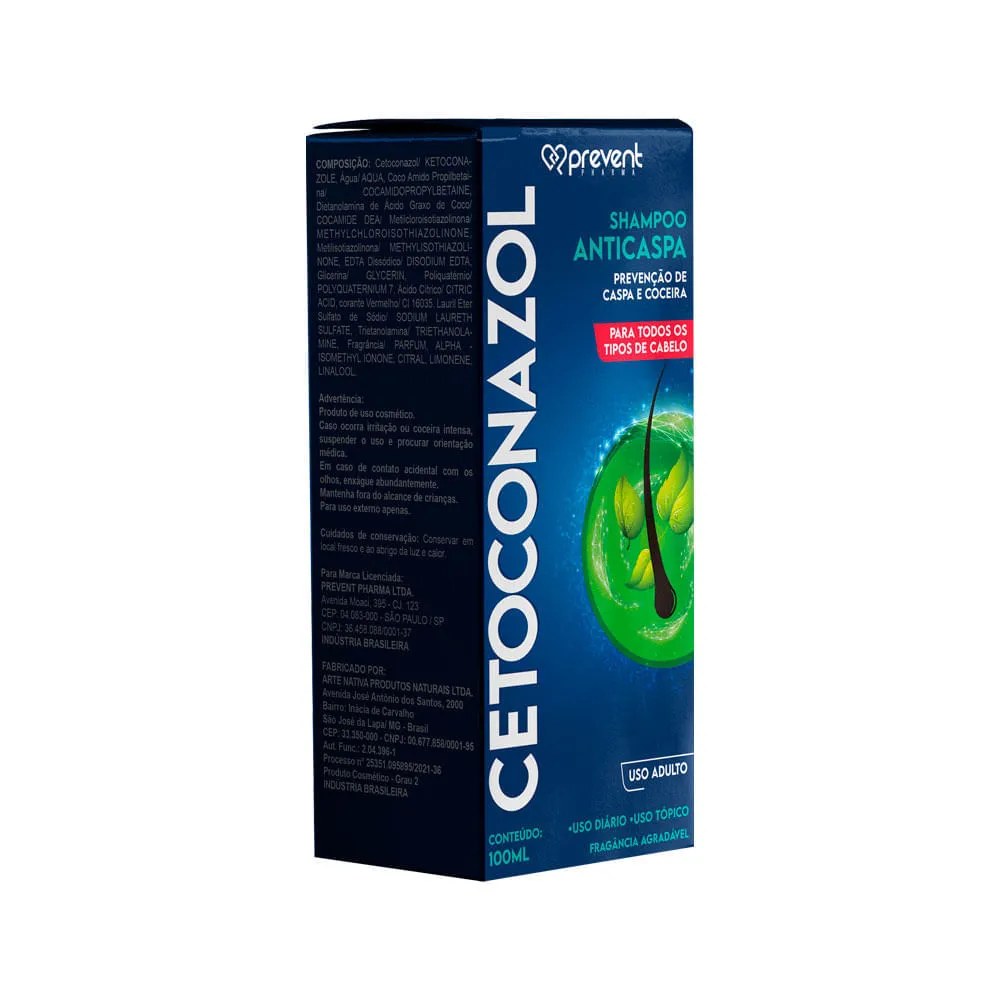 Shampoo Anticaspa Cetoconazol Prevent Pharma 100ml — foto do produto em fundo branco