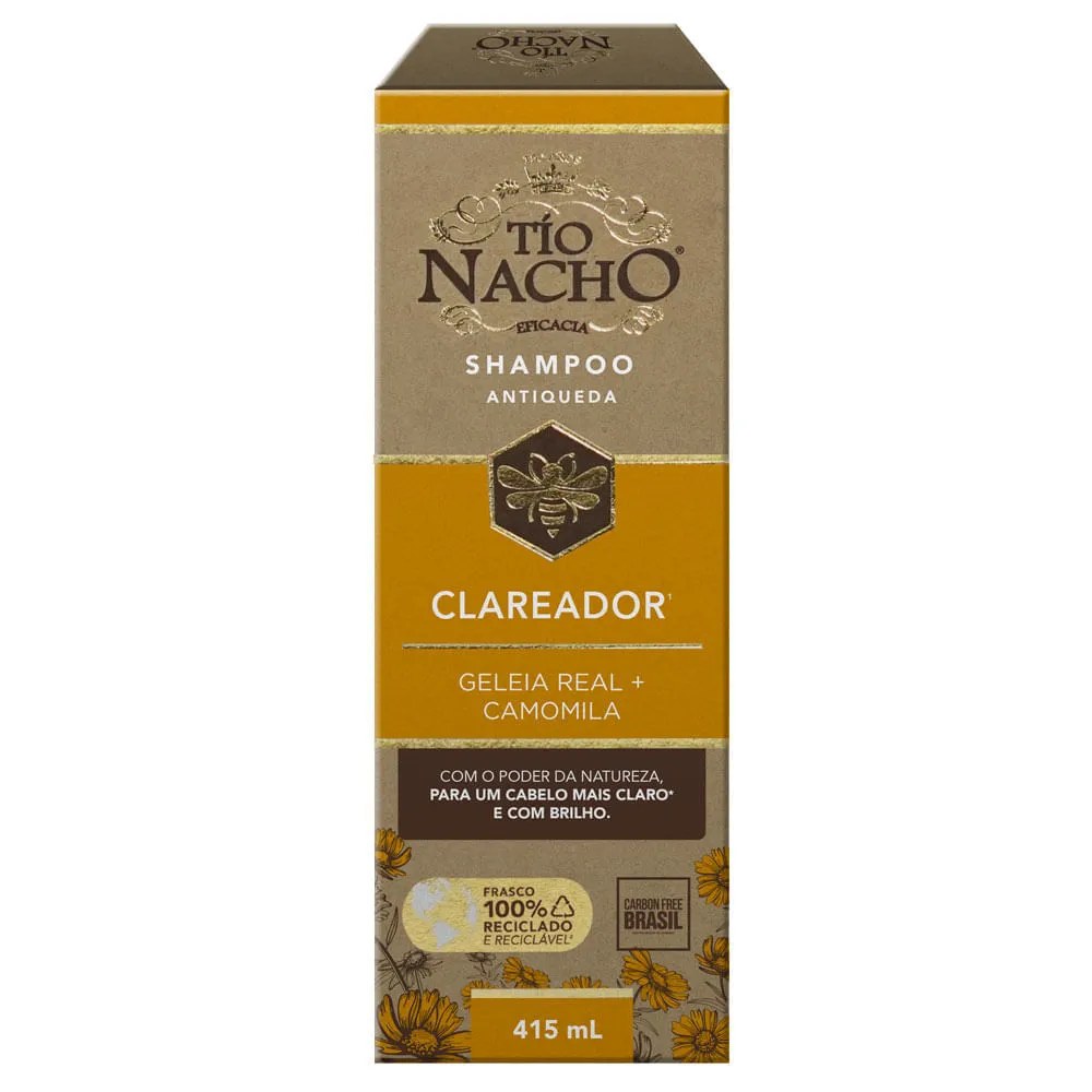 Shampoo Antiqueda Clareador Geleia Real E Camomila Tío Nacho 415ml — foto do produto em fundo branco