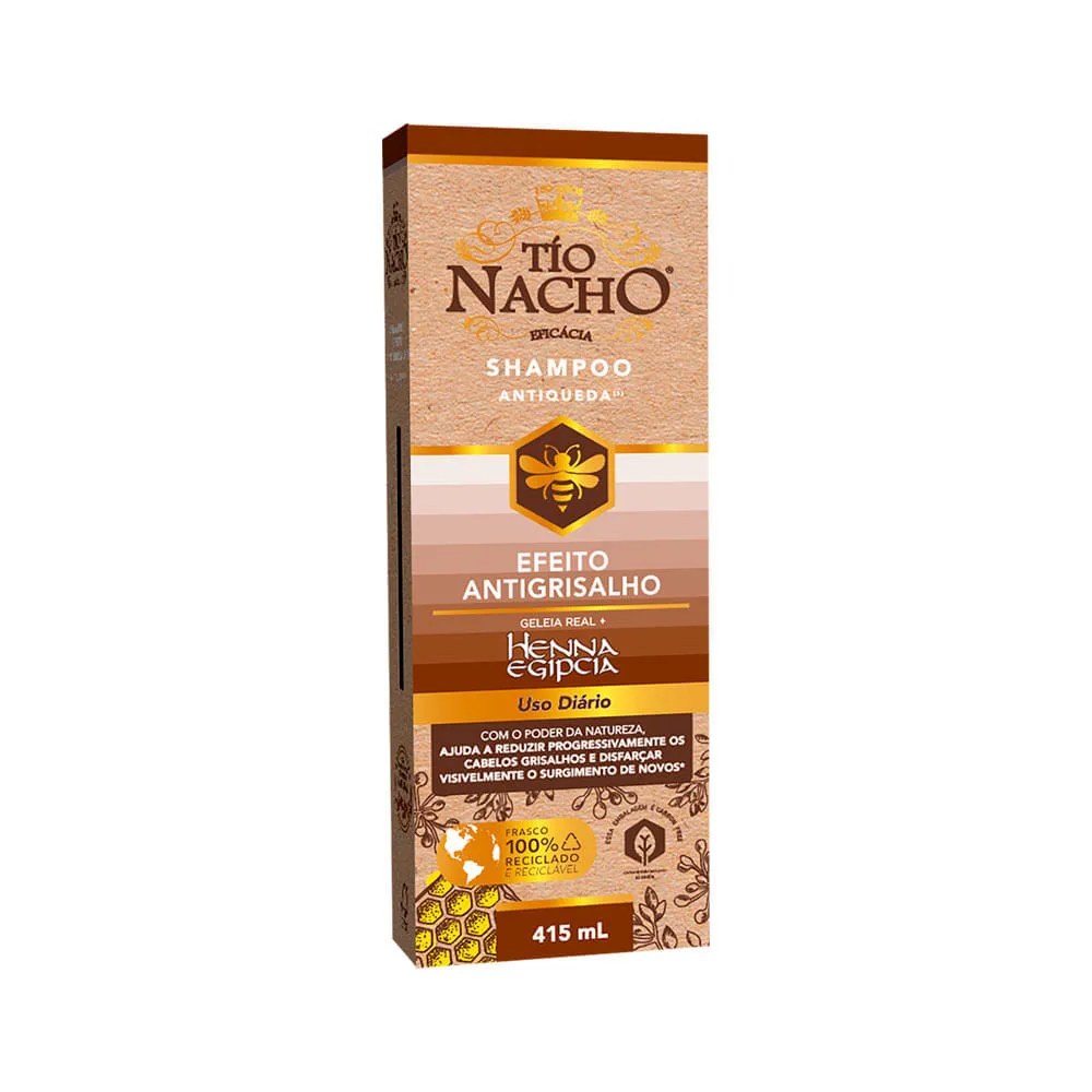 Shampoo Antiqueda Efeito Antigrisalho Geleia Real E Henna Egipcia 415ml — foto do produto em fundo branco