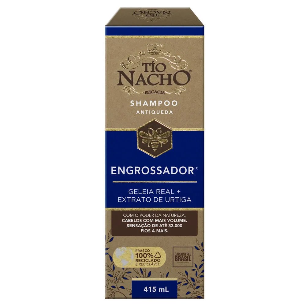 Shampoo Antiqueda Engrossador Geleia Real E Extrato De Urtiga Tío Nacho 415ml — foto do produto em fundo branco