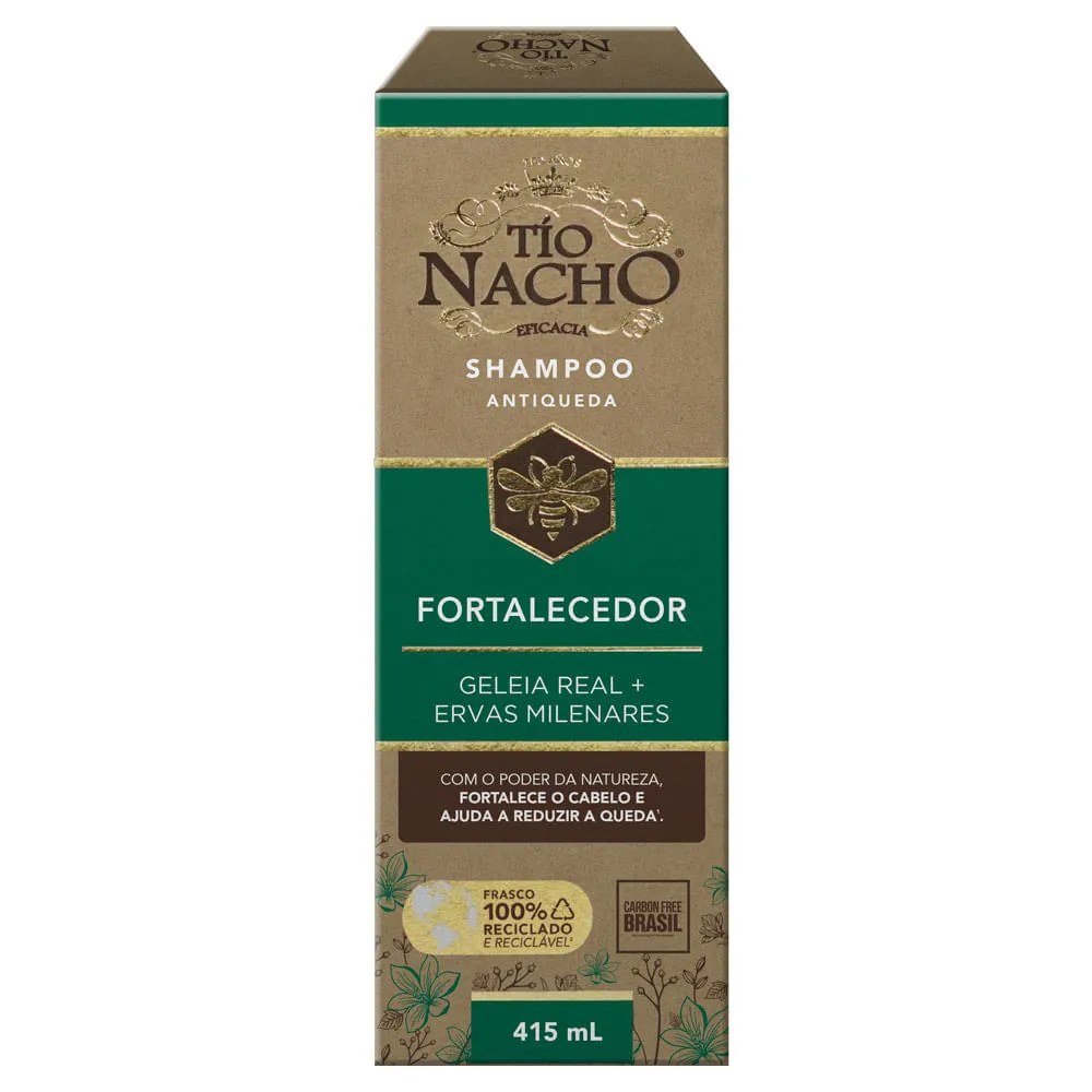 Shampoo Antiqueda Fortalecedor Geleia Real E Ervas Milenares Tío Nacho 415ml — foto do produto em fundo branco