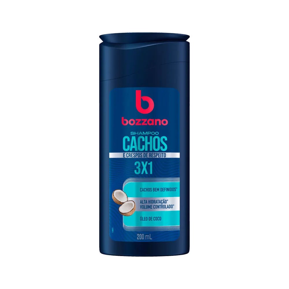 Shampoo Bozzano Cachos 3x2 200ml Oleo De Coco — foto do produto em fundo branco
