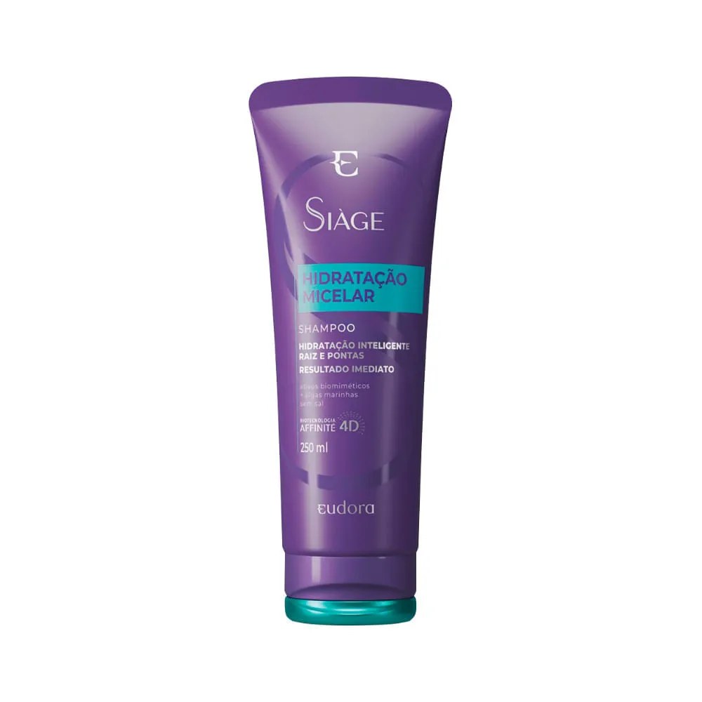 Shampoo Eudora Siage Hidratacao Micelar 250ml — foto do produto em fundo branco