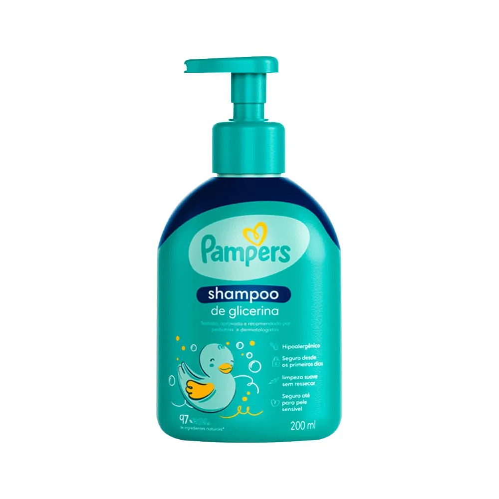 Shampoo Pampers 200ml Glicerina — foto do produto em fundo branco