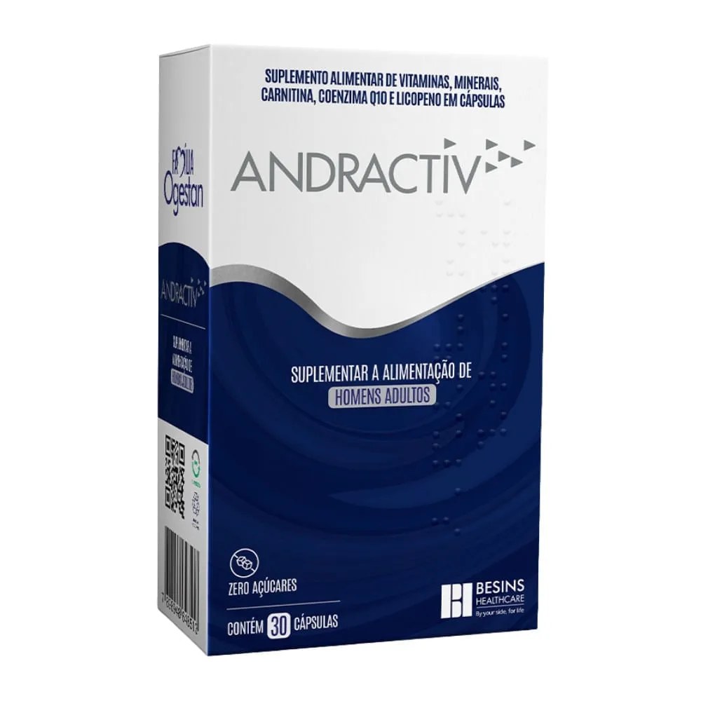 Suplemento Alimentar Andractiv Homens Adultos 30 Cápsulas — foto do produto em fundo branco