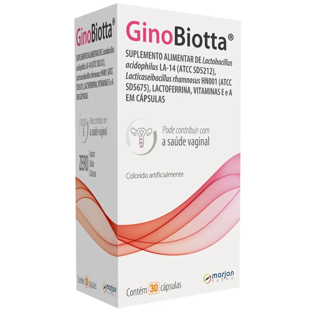 Suplemento Alimentar Ginobiotta Com 30 Capsulas Marjan — foto do produto em fundo branco