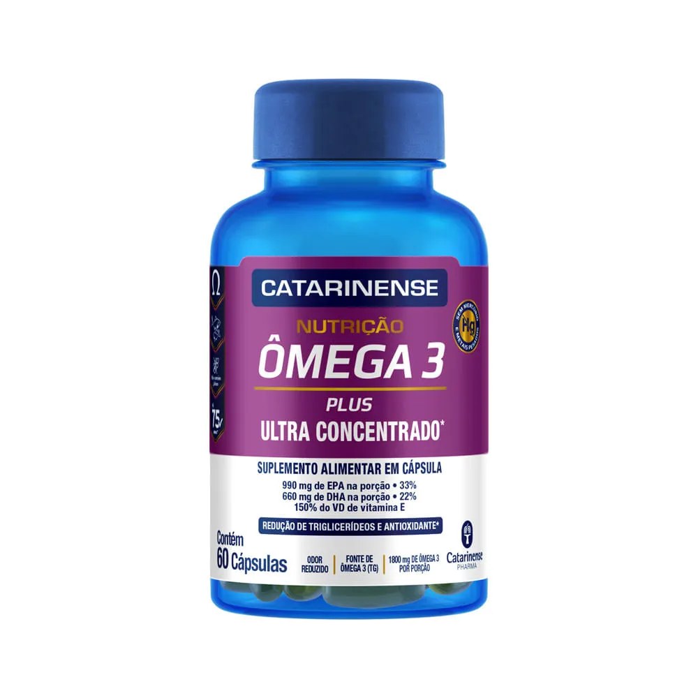 Suplemento Alimentar Omega 3 Plus 1800mg Catarinense Com 60 Capsulas — foto do produto em fundo branco
