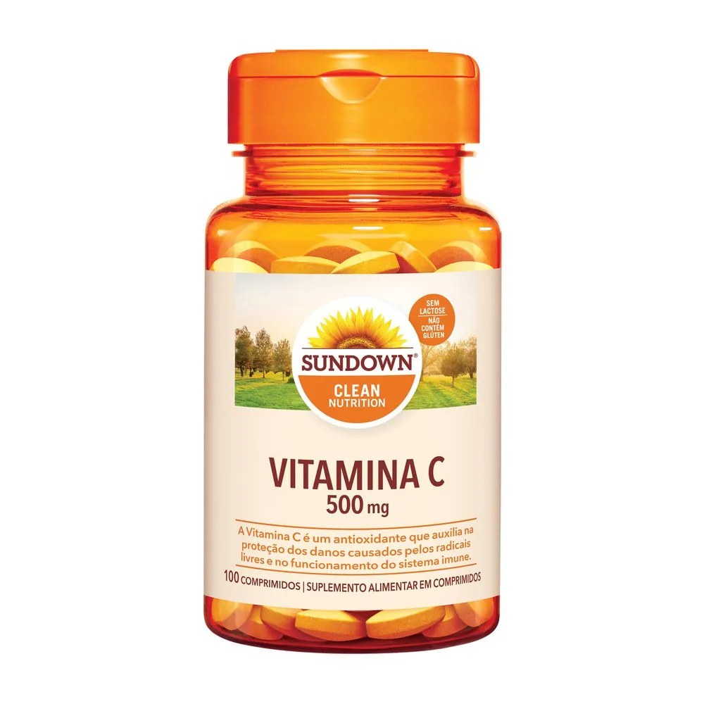 Suplemento Alimentar Sundown Vitamina C 500mg 100 Comprimidos — foto do produto em fundo branco