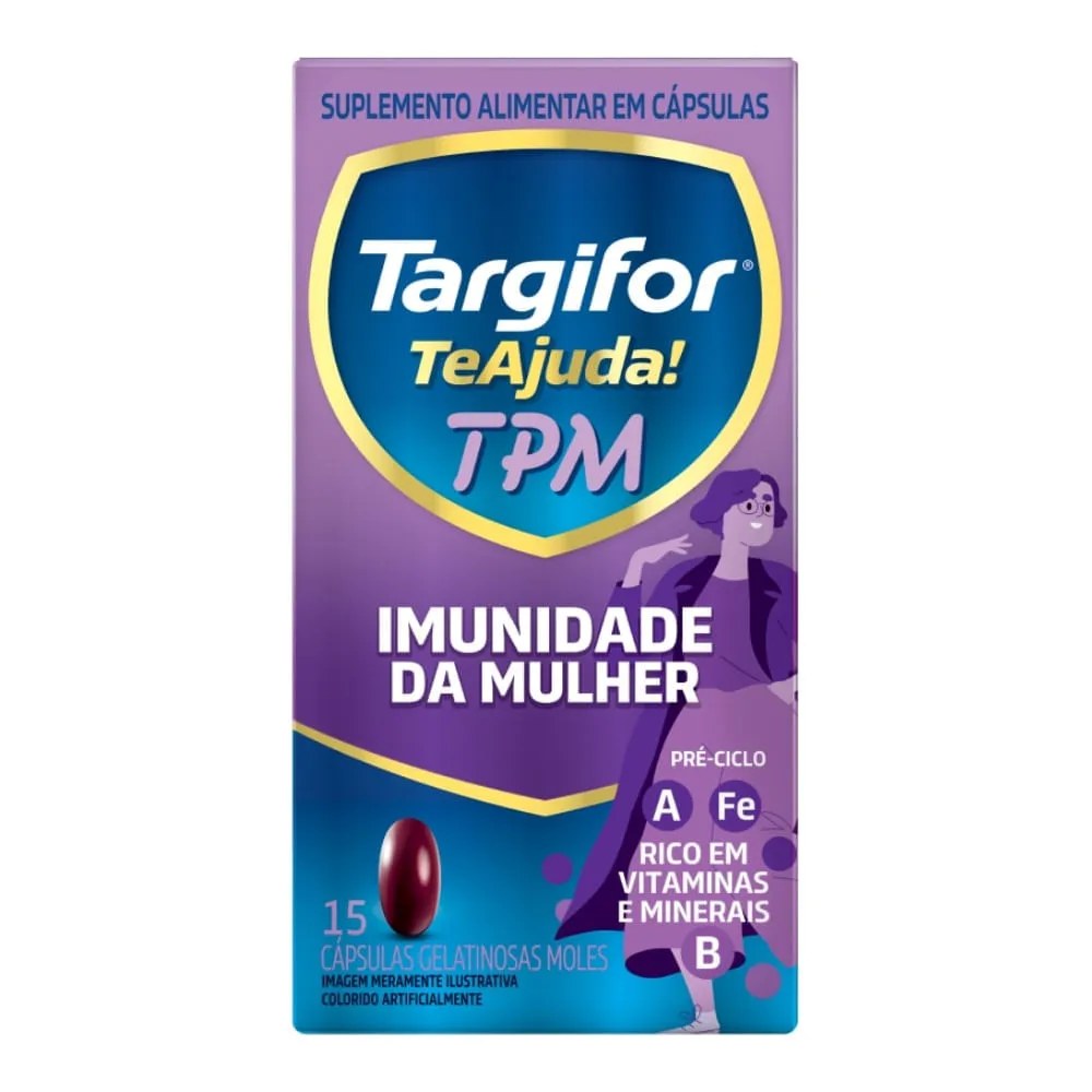 Suplemento Alimentar Targifor Te Ajuda Tpm Com 15 Capsulas — foto do produto em fundo branco