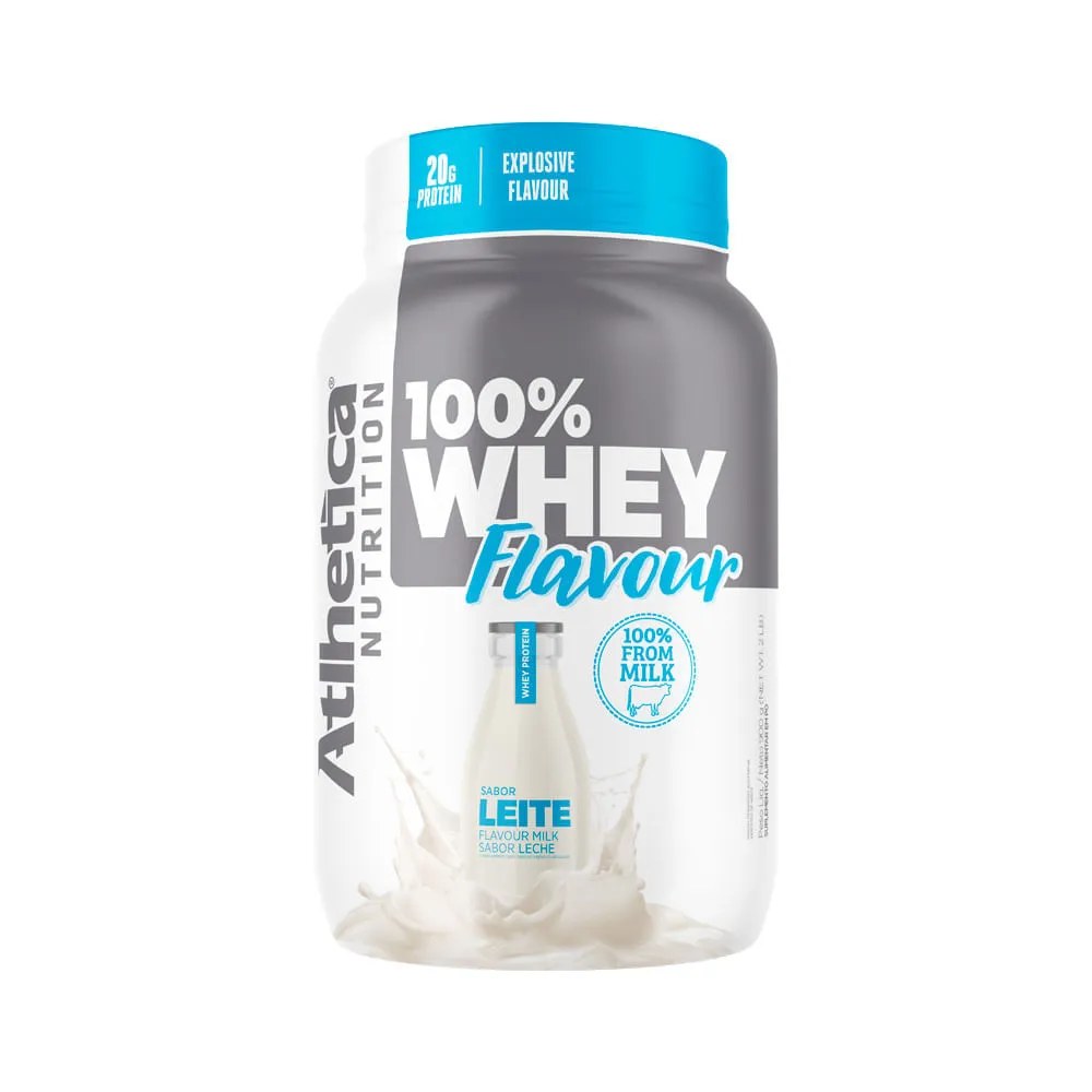 Suplemento Atlhetica 100% Whey Flavour 900gr Leite — foto do produto em fundo branco